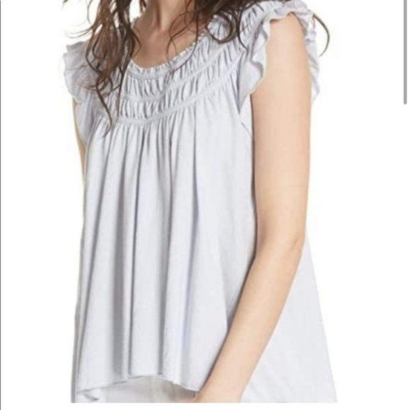 Free People We The Free Coconut Gathered Tee Top Size Small - Picture 1 of 6